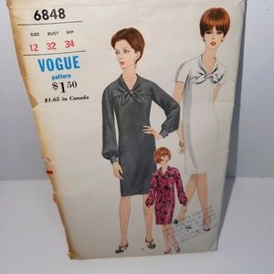 Vintage Vogue Sewing Pattern 6848 Misses Dress‎ Sz. 12 CUT